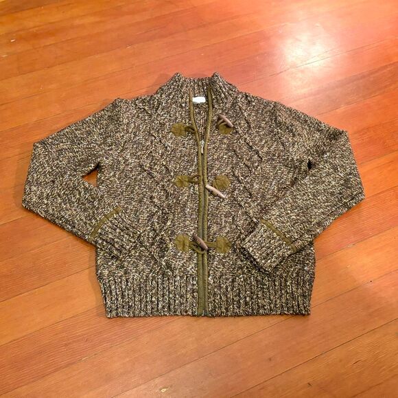 Charter Club Women's Cardigan with Zipper Closure and Toggle Detail Brown Size M - Picture 1 of 4